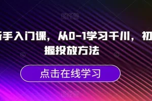 【第6050期】千川新手入门课，从0-1学习千川，初步掌握投放方法