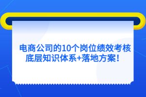 【第4633期】电商公司怎么开:电商公司的10个岗位绩效考核体系+落地方案