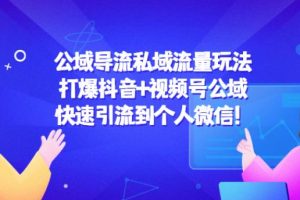 【副业4024期】如何将公域流量转变为私域流量:最新抖音+视频号快速引流微信私域玩法