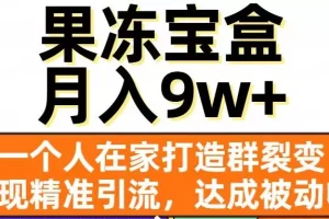 【第6270期】果冻宝盒，一个人在家打造群裂变，实现精准引流，达成被动收入，月入9w+