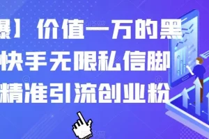 【第5892期】【火爆】价值一万的黑科技快手无限私信脚本，精准引流创业粉