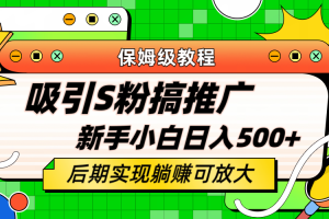 【第5196期】网络偏门暴利项目：引流老S批，不怕S粉一毛不拔，保姆级教程，小白日入500+