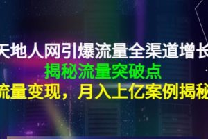 【副业3915】怎么做流量：流量全渠道增长，流量变现，月入上亿案例