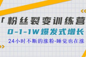 【副业3563】粉丝裂变策略及流程：0-1-1w爆发式营销裂变增长，24小时不断涨粉