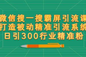 【副业2854期】2022微信搜一搜排名：微信搜一搜霸屏引流，被动日引流300精准粉