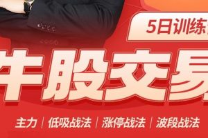 【第4868期】股票训练营：李栋.牛股交易五日训练营（20230501-0506）