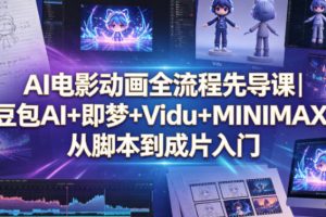 AI电影动画全流程先导课 豆包AI+即梦+Vidu+MINIMAX，从脚本到成片入门